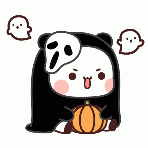Cute Girl Ghost Carrying Pumpkin GIF