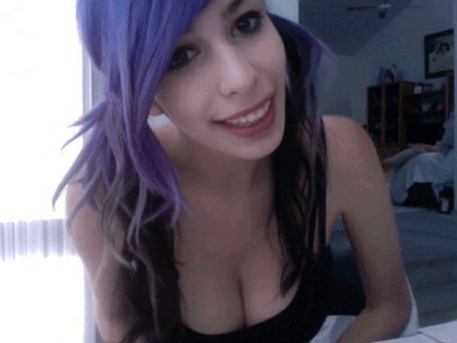 Cute Girl With Blue Hair GIF