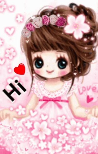 Cute Girly Girl Hi GIF
