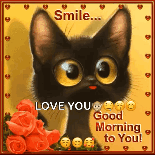 Cute Good Morning Wednesday Black Cat GIF