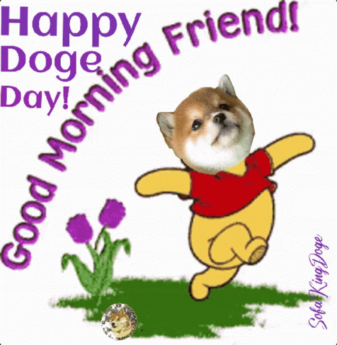Cute Good Morning Wednesday Doge Head Pooh GIF