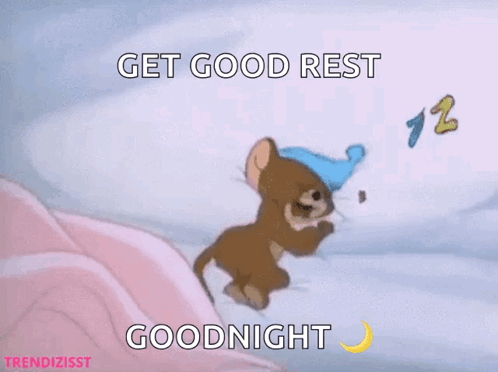 Cute Good Night Jerry Mouse Sleeping GIF