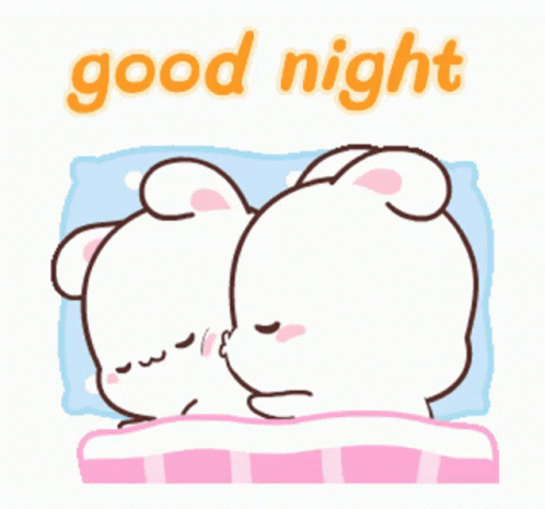 Cute Good Night Kawaii Bears Cuddling GIF