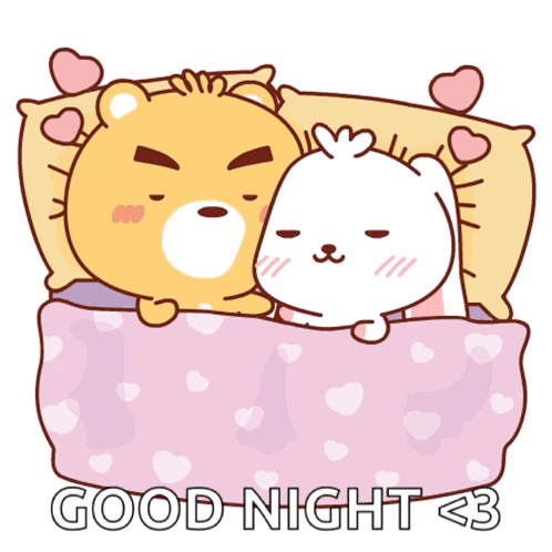 Cute Good Night Milk And Mocha Pink Hearts GIF