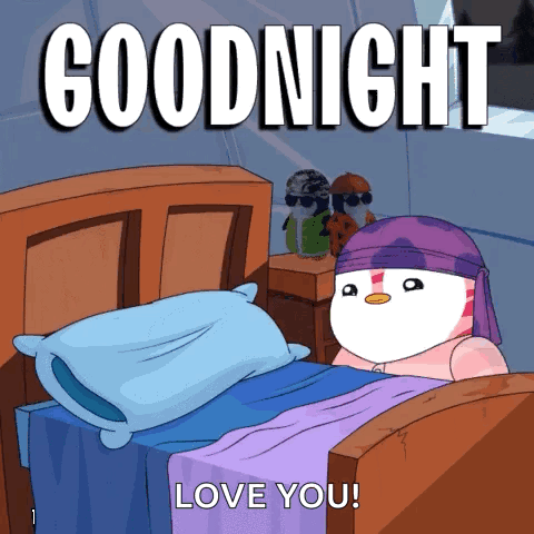 Cute Good Night Penguin Diving In Bed GIF