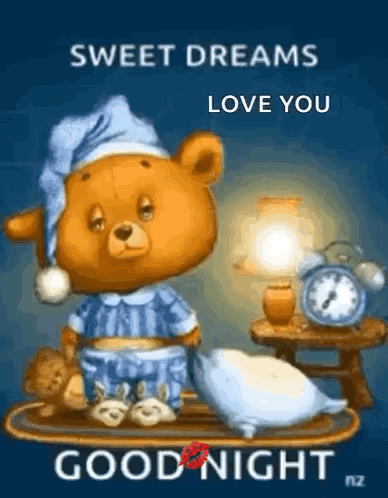Cute Good Night Sleepy Brown Bear GIF