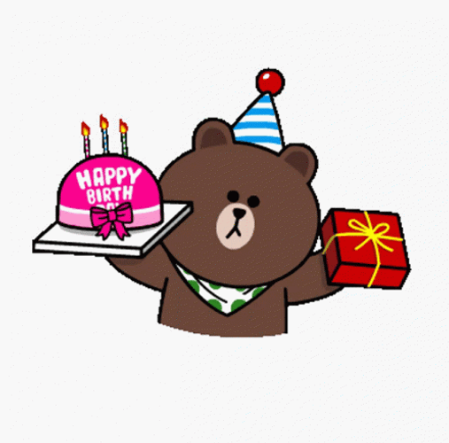 Cute Happy Birthday Cony Brown Sticker GIF