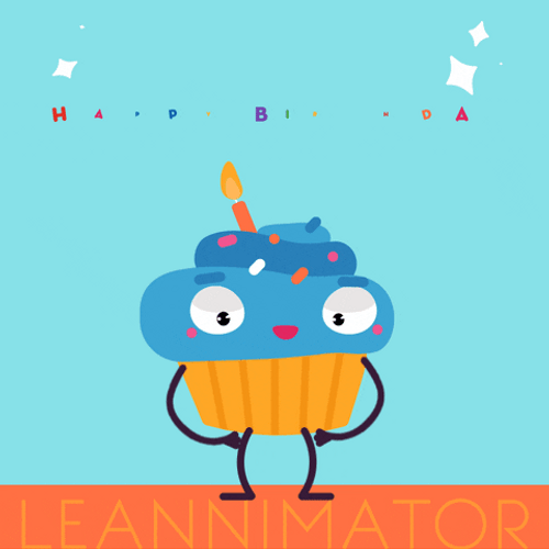 Cute Happy Birthday Cupcake Sticker GIF