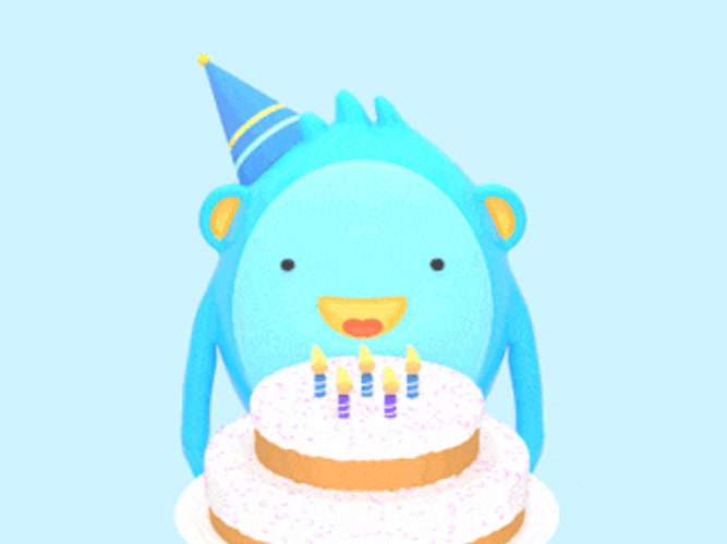 Cute Happy Birthday Monkey Sticker Blowing Candle GIF