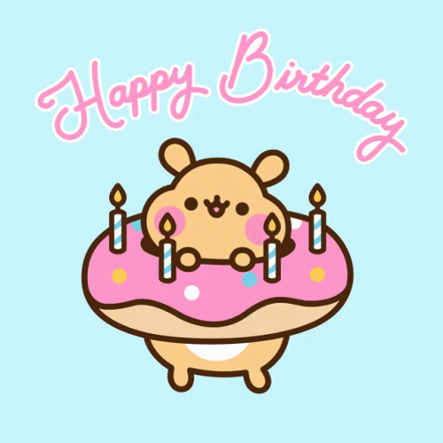 Cute Happy Birthday Pusheen The Cat Donut GIF