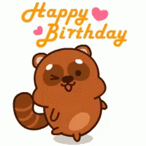 Cute Happy Birthday Squirrel Sticker GIF