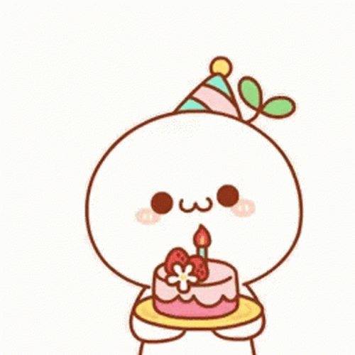 Cute Happy Birthday Sticker Wink With Cake GIF