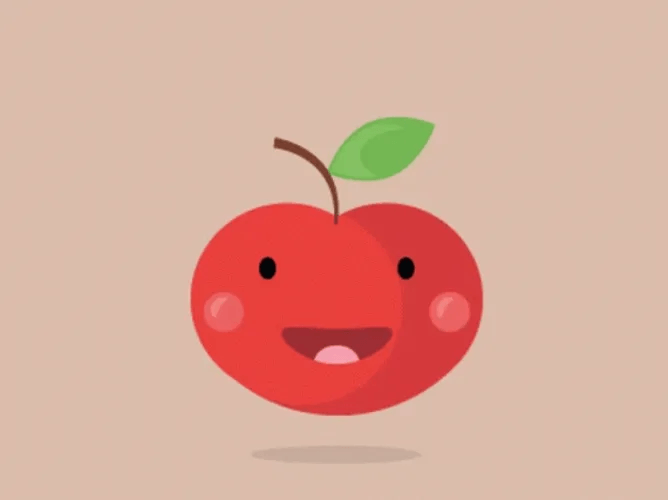 Cute Happy Cartoon Red Apple Bounce GIF