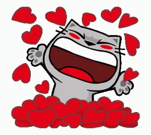 Cute Happy Cat Full Of Hearts GIF