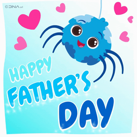 Cute Happy Fathers Day Blue Spider Cartoon GIF