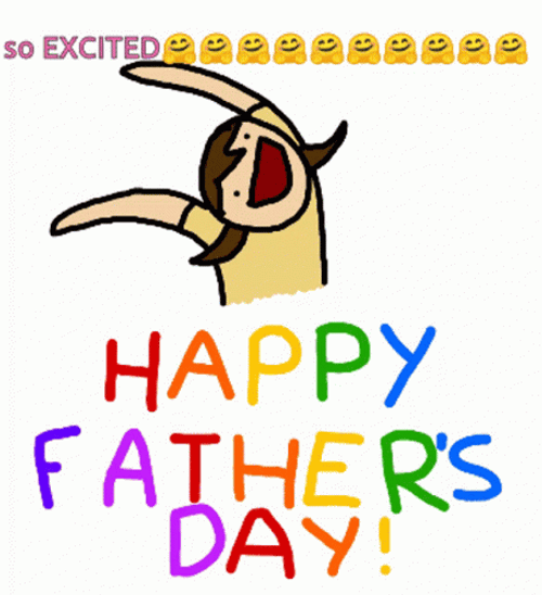 Cute Happy Fathers Day Excited Cartoon Girl GIF