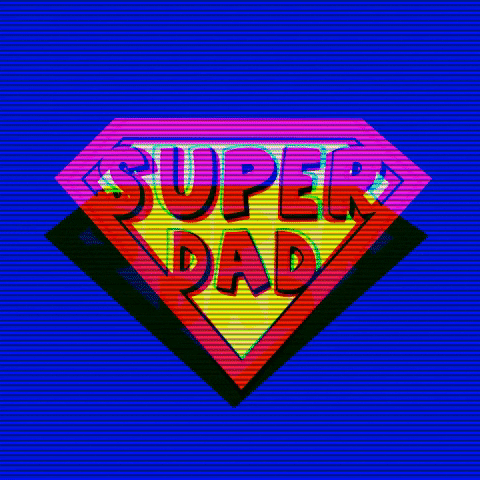 Cute Happy Fathers Day Super Dad Vector Art GIF
