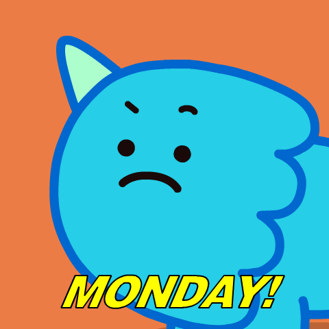 Cute Happy Monday Blue Dinosaur Cartoon GIF