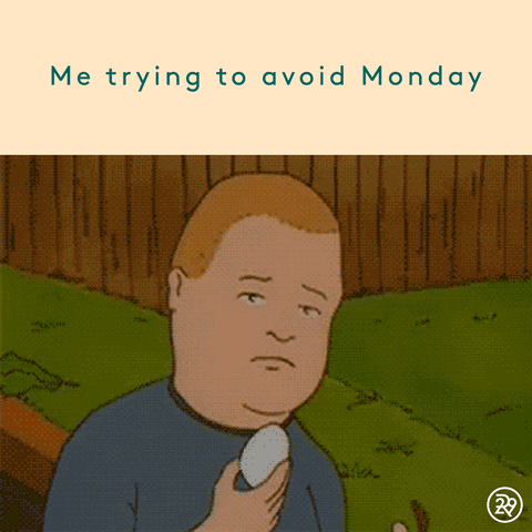 Cute Happy Monday Bobby Hill Throwing Egg Fail GIF