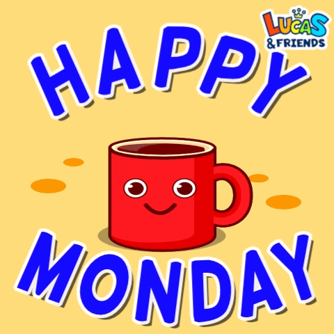Cute Happy Monday Dancing Coffee Mug GIF