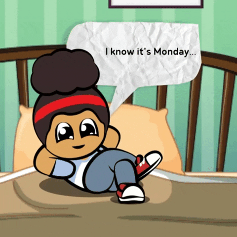 Cute Happy Monday Girl Chilling In Bed GIF