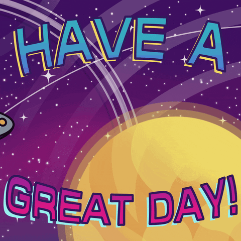 Cute Happy Monday Space Ship Banner GIF
