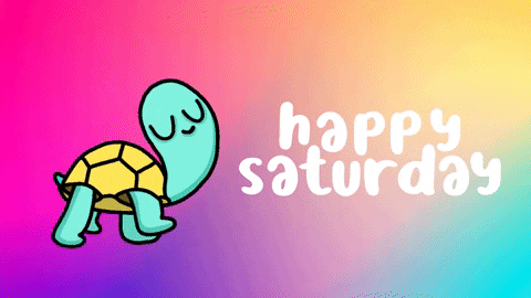 Cute Happy Saturday Animated Turtle Walking GIF
