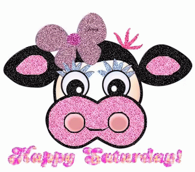 Cute Happy Saturday Sparkling Cow Head GIF