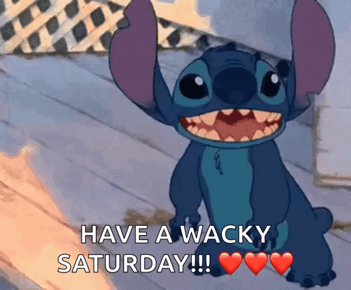 Cute Happy Saturday Stitch Standing On His Head GIF