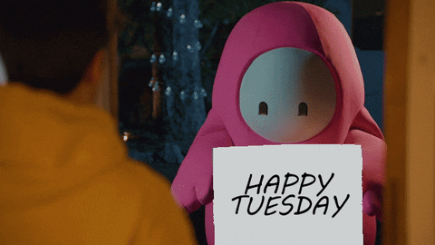 Cute Happy Tuesday Fall Guys Pink Panda GIF