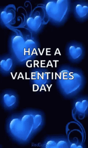 Cute Gliding Blue Hearts Happy Valentines Day GIF