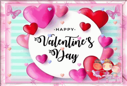 Cute Hearts And Letter Happy Valentines Day GIF