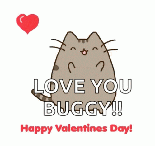Cute Cat Happy Valentines Day Love You Buggy GIF