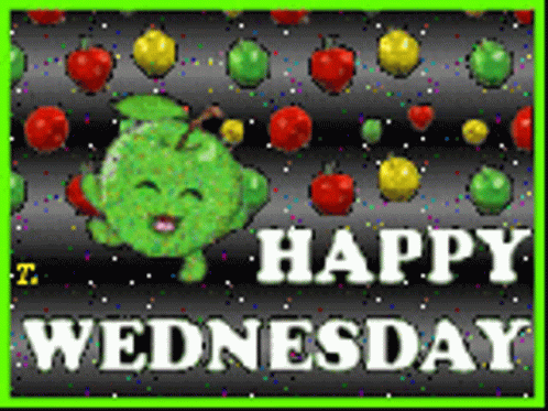 Cute Happy Wednesday Green Apple Meme GIF