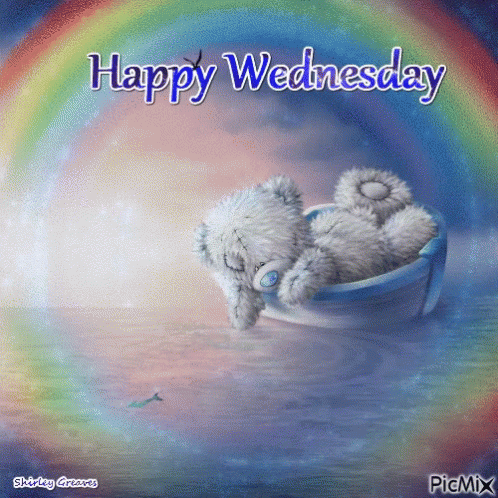 Cute Happy Wednesday Rainbow Tatty Teddy GIF