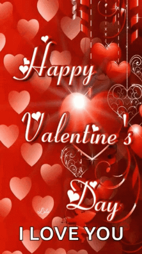 Cute Hearts Happy Valentines Day I Love You GIF