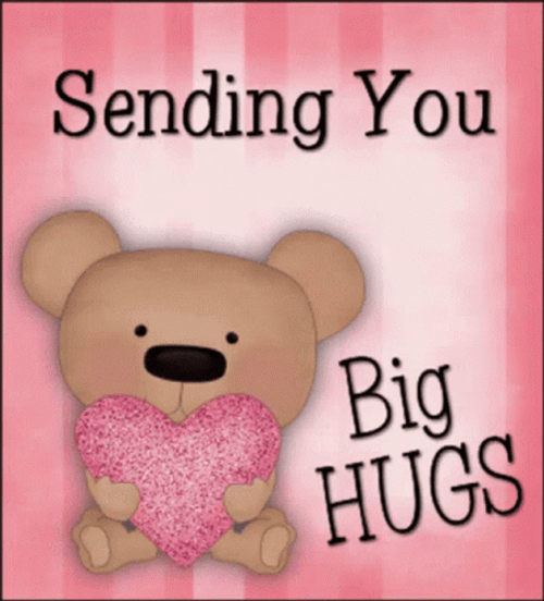 Cute Hug Sending Big Hugs Teddy Bear Hearts GIF