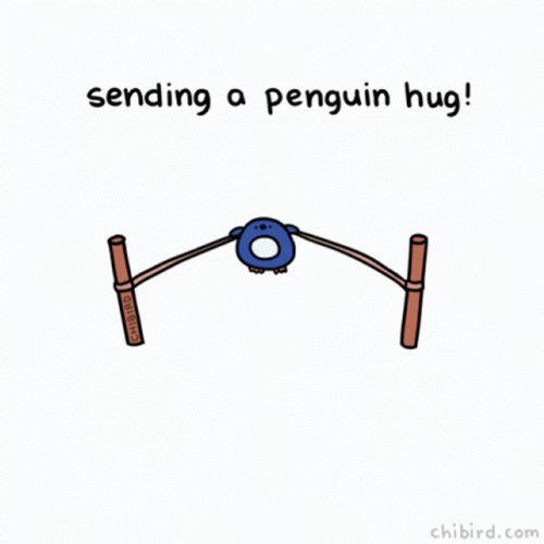 Cute Hug Sending Penguin Hug Slingshot GIF