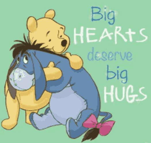 Cute Hug Winnie The Pooh Eeyore Big Hearts GIF