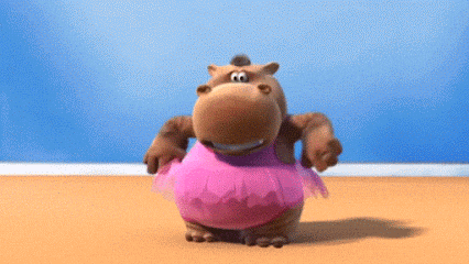 Cute Hungry Hippo Dancing Ballet GIF