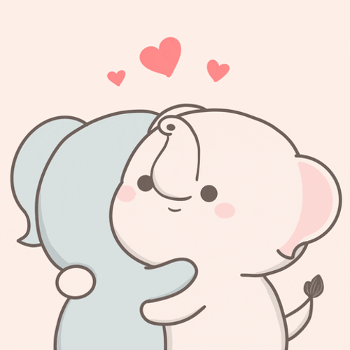 Cute Kawaii Cartoon Elephants Hugging GIF 
