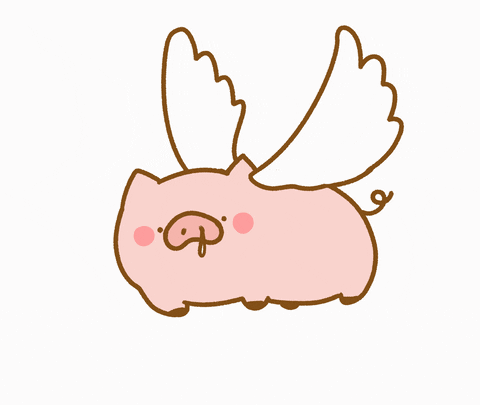 Cute Kawaii Pig Flies Flapping Wings GIF