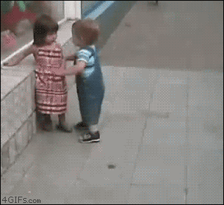Cute Kid Doesn't Want Any Romance GIF