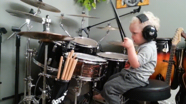Cute Kid Drum Fail Ba Dum Tss GIF