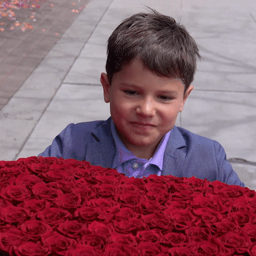 Cute Kid Heart Rose Bouquet GIF