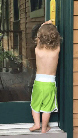 Cute Kid Tapping Door Let Me In Meme GIF
