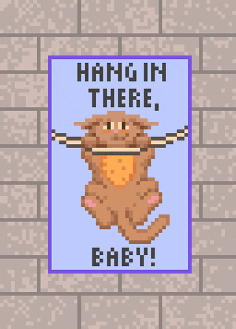 Cute Kitty Hanging On Pixel Art GIF