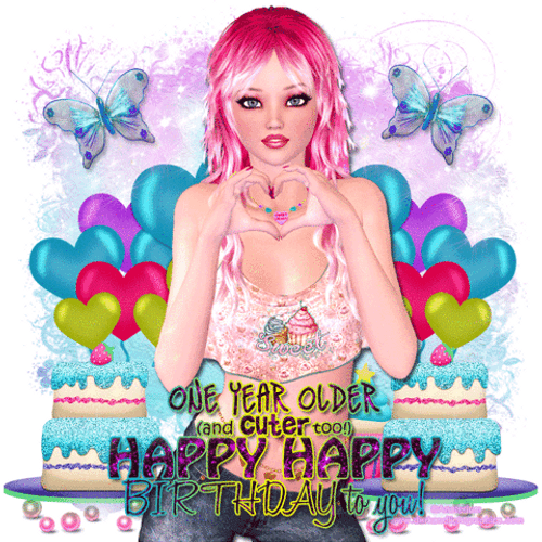 Cute Lady Heart Hand Birthday Greeting GIF