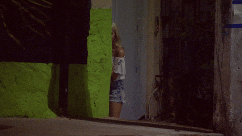 Cute Lady Playful Stalking GIF