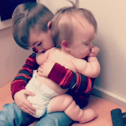Cute Little Brother Hug GIF